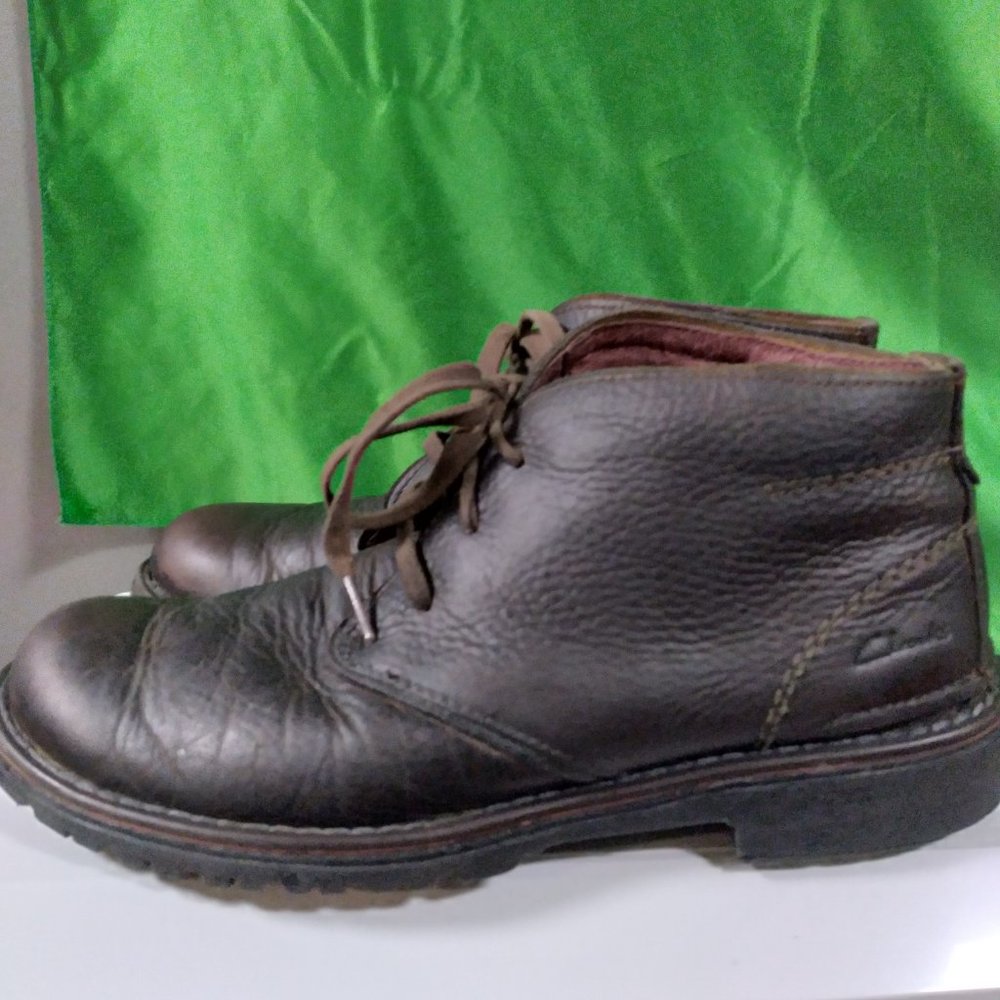 CLARKS Men's Brown Pebbled Leather Chukka Lace Up Ankle Boots Size 9